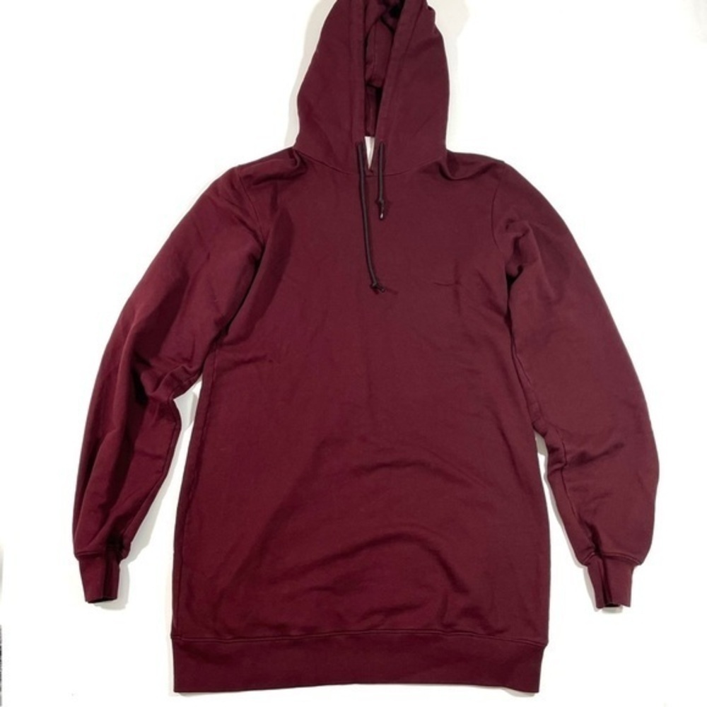 Cotton Citizen Tunic Sweatshirt Hooded Cutout Back Maroon